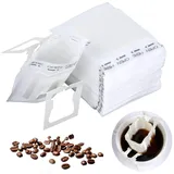 200 Stück KaffeeFilter Einweg - Drip Coffee Bag Einweg, Hängende Ohrtropf Kaffeebeutel für meisten Tassen, Tragbare Kaffee Papier Filter, Kaffeefilter klappbar für Camping, Reisen, Zuhause, Büro