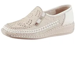 Slipper RIEKER, Damen, Gr. 39, beige (creme), Glattleder, klassisch, Schuhe