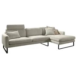 KAWOLA Sofa RICARDA Ecksofa Cord steingrau Recamiere rechts