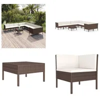 vidaXL 11 tlg. Garten Lounge Set mit Auflagen Poly Rattan Braun - Garten-Sofagarnitur - Garten-Sofagarnituren - Gartensofa-Set - Gartensofa-Sets - Braun