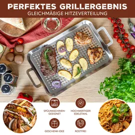 bremermann Grillplatte 43 x 25 cm Edelstahl Silber/Weiß
