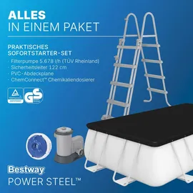 BESTWAY Power Steel Frame Pool Set 549 x 274 x 122 cm inkl. Filterpumpe
