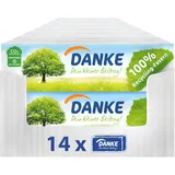 Danke Taschentücher 4-lagig – 210 Päckchen 14 x 15 Stück - Papiertaschentücher im Softpack - umweltschonend, aus 100 % Recycling-Papier, dermatologisch getestet