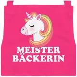 MoonWorks® Kinderschürze Einhorn Meisterbäckerin Backschürze Geschenk für Mädchen pink 6-10 Jahre - 6-10 Jahre