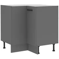 Küchen-Preisbombe Küche NESSA Eckunterschrank 90X90 Anthrazit Küchenzeile Küchenblock Einbauküche
