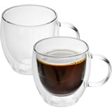 INTIRILIFE 2X Doppelwandige Thermo Gläser Set -100-150ml- Mundgeblasen isoliert für Espresso Cappuccino, Teegläser Kaffeegläser Latte Macchiato Tassen, Schwebeeffekt mit Henkel