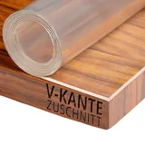 Transparent Tischfolie Schutzfolie Folie leicht mattiert Abgeschrägte V-Kante Eckig 55 x 160 cm Tischdecke Maschinenzuschnitt