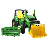 Rolly Toys Traktor John Deere 7930 (Trettraktor 3 – 8 Jahre mit Frontlader, Transportmulde, ohne Schaltung/Bremse) 710379, grün