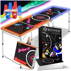 KESSER® Beer Pong Tisch Set mit Kartenspiel Trinkspiel - inkl. 100 Becher (50 Rot & 50 Blau), 6 Bälle + Regelwerk Partyspiele Table Höhenverstellbar Klappbarer