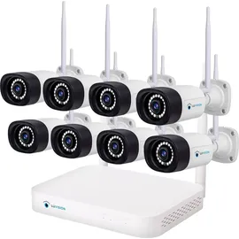 LuVision Dual WLAN Funk Video Überwachungssystem 10 Kanal Mini NVR 5MP Überwachungskamera Set Mikrofon Cloud 8 Kameras