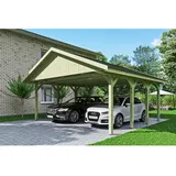 SKANHOLZ Satteldach-Carport Wallgau 620 x 600 cm schwarze Schindeln