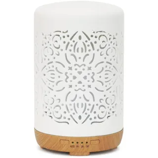 Earnest Living Diffusor für ätherische Öle, weißer Keramik-Diffusor, 250 ml, Timer, Nachtlichter und Auto-Off-Funktion, Heimbüro, Luftbefeuchter, Aromatherapie-Diffusoren, Geschenk