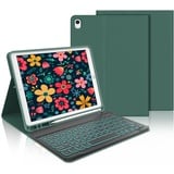 IVEOPPE iPad 9. Generation Hülle mit Tastatur, iPad 10.2 Hülle mit Tastatur, Bluetooth QWERTZ iPad 9.Gen/8.Gen/7.Gen/Air 3 2019 Tastatur mit Schutzhülle, Dunkelgrün