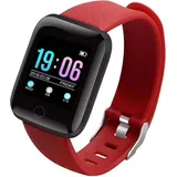 TPFNet Smart Watch / Fitness Tracker IP67 - Silikon Armband - Android & IOS - Rot