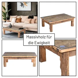 Marrakesch Orient & Mediterran Interior Couchtisch Aafke 120x80 cm Industrial Look mit Glas & Altholz