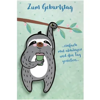 BSB Lustige Geburtstagskarte Geburtstagsgrüße Geburtstagswünsche - Moving Cards - Faultier - Umschlag rosa, 641006-2