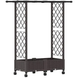 vidaXL Hochbeet mit Rankgitter und Dach 122,5 x 40 x 127 cm Braun