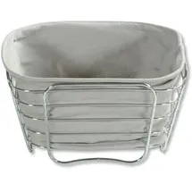 KESPER Brotkorb 90871, Metall, silber, 21 x 21 x 11cm, eckig, Stoffeinsatz grau