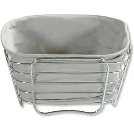 KESPER Brotkorb 90871, Metall, silber, 21 x 21 x 11cm, eckig, Stoffeinsatz grau