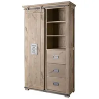 MASSIVMOEBEL24.DE Railway Kleiderschrank 100x45x175 Mango, Farbe:beige lackiert, Größe:100x45x175 cm