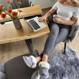 Hollert Pantoffeln Grau/Weiß 36