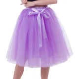 Tüllrock Damen Tüll Röcke Tütü Tutu Erwachsene Rock Tüll Petticoat Unterrock Tüllröcke Midi Karneval Ballett Tutu Kostüm Tütüs Prinzessin Fasching Tüllröckchen 50er Rockabilly 6 Schicht Lavendel - Taille 65-120 CM, Länge 65 CM