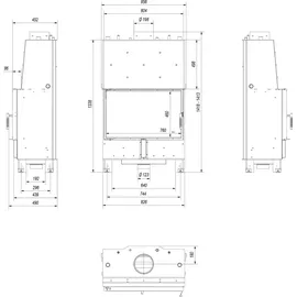 Kratki Kaminofen Lucy Stahl Schwarz/Abdeckplatte Glas