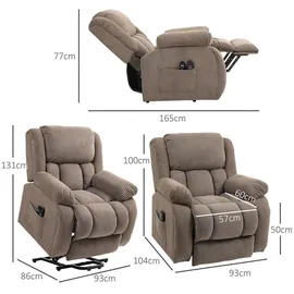 Homcom Fernsehsessel Braun, Textil, 93x100x104 cm, Wohnzimmer, Sessel, Fernsehsessel