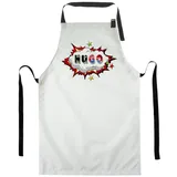 Ferocity Personalisierter Kinderschürze Kind Malschürze Kunstkittel Kochschürze Apron Werkschürze mit einem motiv Weiß Superheld mit Namen[074] - 60 - 44 cm