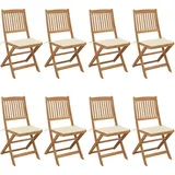 vidaXL Klappbare Gartenstühle 41 x 41 x 91 cm creme 8 St.