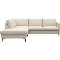 FLEXLUX Ecksofa »Fiore, L-Form«, schmale Armlehnen, Füße Alu/schwarz, B/T 234/225cm, Kaltschaum im Sitz weiß