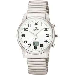 Funkuhr QUALITY TIME, silberfarben, Armbanduhren, Herren, Quarzuhr, Armbanduhr, Herrenuhr, Edelstahlarmband, analog, digital