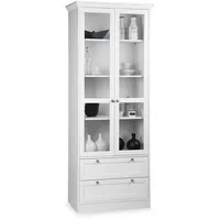 Möbelando Vitrine Vitrinenschrank Schrank Bücherschrank Bücherregal weiß Landsted I