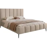 Selsey Polsterbett 140x200 cm, mit Bettkasten, Lattenrost und Metallfüßen, beige - Beige