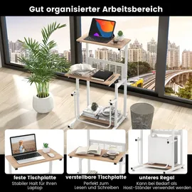 Costway Schreibtisch, Computertisch mit höhenverstellbarer Tischplatte, PC-Tisch stehend, Steh-Sitz Tisch, 55x53x98cm & Braun