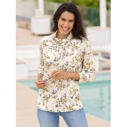 Langarmshirt INSPIRATIONEN "Shirt", Damen, Gr. 38, beige (champagner, bedruckt), 100% Baumwolle, bedruckt, gemustert, Langarm, Shirts