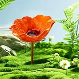 2026 Neu Metall Blumen Gartenstecker Vogeltränke, Vogeltränke Blumenstecker, Trinkschale Vögel, Handmade Metal Flower Garden Stake for Garden, Wassertränke Für Vögel, Bienens (1PC-A)
