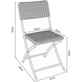 [en.casa] Mark Klappstuhl 81 x 58 x 45 cm schwarz 2 St.