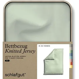 schlafgut Knitted Jersey uni Grün 135 x 200 cm + 80 x 80 cm