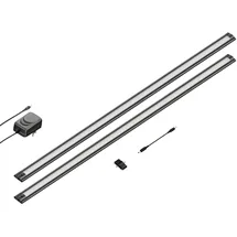 ledscom.de LED Unterbau-Leuchte SIRIS schwarz matt, flach, 90cm, je 1044lm, weiß 2er Set