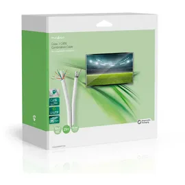 Nedis IEC (Koax) CAT6 Kombikabel auf Rolle - RG58 - 75 Ohm Doppelt geschirmt Eca 25.0 m Rund Weiss - Kartonverpackung