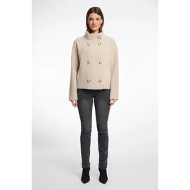 RINO & PELLE "BETH", Damen, Gr. L (40), grau (stone), Bouclé, Obermaterial: 59% Polyamid, 26% Polyester, 15% Viskose, unifarben, regular fit taillenbedeckt, Jacken Kurzjacke, mit Stehkragen