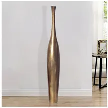 FineBuy Vase in Gold Blumenvase XXL Bodenvase Wohndeko Gross Alu Modern