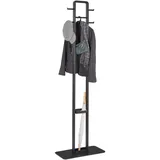 CARRYHOME Garderobenständer Schwarz, 56x180x28 cm, integrierter Schirmständer, Jackenhalter, Garderobe, Garderobenständer