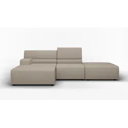 Ecksofa EGOITALIANO "Babouche, Designsofa mit außergewöhnlichem Sitzkomfort zum Wohlfühlen", grau (opal grau), B:287cm H:80cm T:98cm, Luxus-Micofaser Lederoptik (100% Polyester) ist ein neues technisches Gewebe mit einem visuellen und taktilen Aspekt, der dem Nubuk sehr nahe kommt, mit innovativen Eigenschaften. Seine außerordentliche Weichheit kommt von einem exklusiven Produktionsprozess, der Unreinheiten und Unregelmäßigkeiten beseitigt. Das Ergebnis ist eine bemerkenswert samtige Faser, die durch das Vorhandensein von Körnern verstärkt wird. Von der einfarbigen Eleganz der warmen Farben und der Vielfalt an trendigen Farben, die es zu seiner eigenen Stärke und Persönlichkeit machen., Sofas