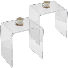 Vevor 2 Stk. Beistelltisch 415 x 305 x 460 mm, U-förmiger Acryltisch Beistelltisch, Transparenter Couchtisch für Getränke, Essen, Snacks, Verwendet im Wohnzimmer, Schlafzimmer, Arbeitszimmer usw.