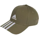 Adidas Unisex 3-Stripes Cotton Twill Baseball Cap, Olive Strata/White, XXS