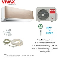 VIVAX R Design GOLD 12000 BTU + 3 m Montageset Split Klimaanlage A +++