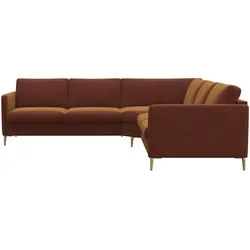 FLEXLUX Ecksofa »Fiore, gleichschenklig, bequem durch hochwertigem Sitzaufbau«, schmale Armlehnen, Kaltschaum, Füße Alu+ Eiche FLEXLUX Cognac