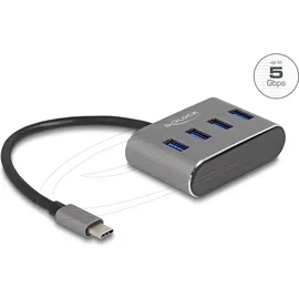 DeLock 63223 USB-Hub 4 Port USB 3.2 Gen 1 (3.1 Gen 1) Type-C Anschluss - Hub Schwarz